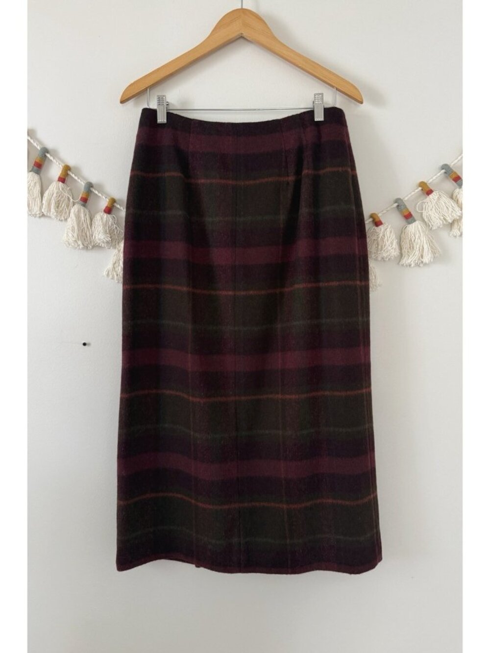 Vintage Talbots Wool Blend Tartan Plaid Wrap Midi Skirt Made In USA Preppy 12P - Picture 2 of 10